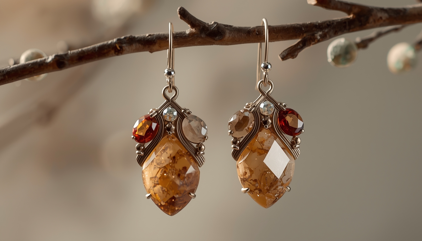 Handcrafted earrings with natural gemstones